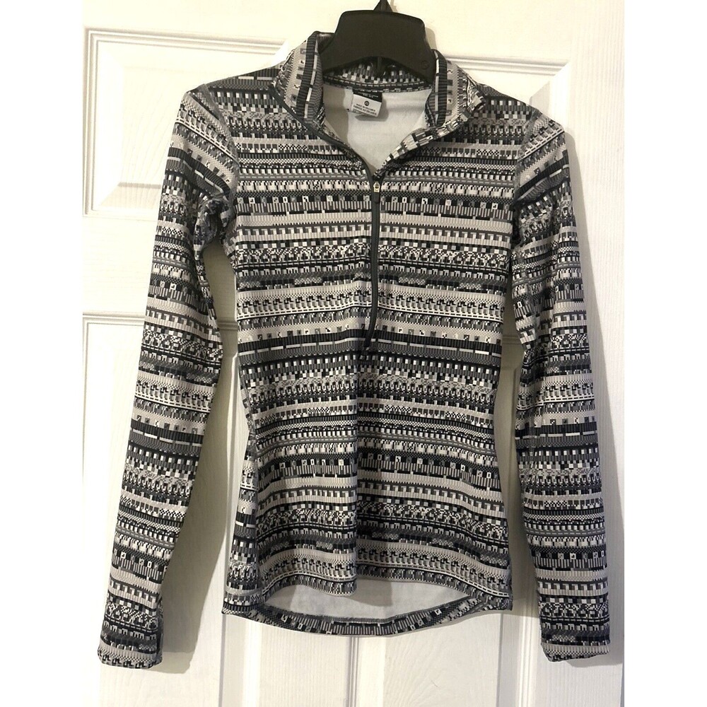 Nike Pro Hyperwarm Half Zip Training Top Women's XS Long Sleeve Grey Pattern